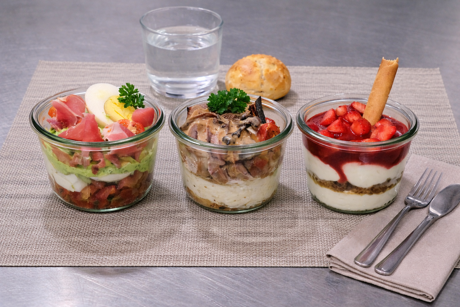 Plateaux repas coffret bocaux verre